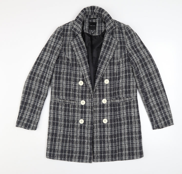 New Look Women’s Grey Check Double Breasted Tweed Blazer UK 8