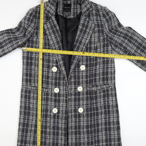 New Look Women’s Grey Check Double Breasted Tweed Blazer UK 8