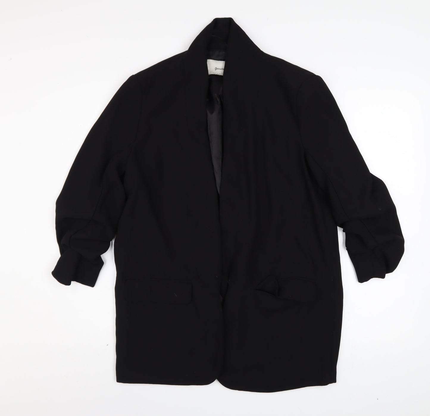 Stradivarius Women’s Black Polyester Blazer Size 12 Open Front