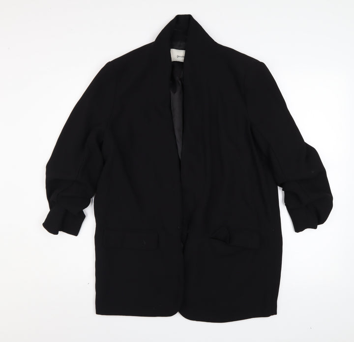Stradivarius Women’s Black Polyester Blazer Size 12 Open Front