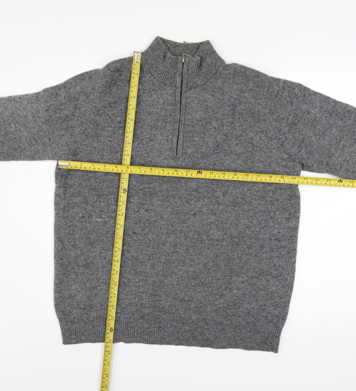 Pringle Golf Men's Grey Merino Wool 1/2 Zip Jumper Size M