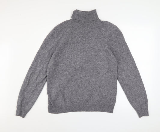 United Colors of Benetton Mens Grey XL Roll Neck Wool Jumper