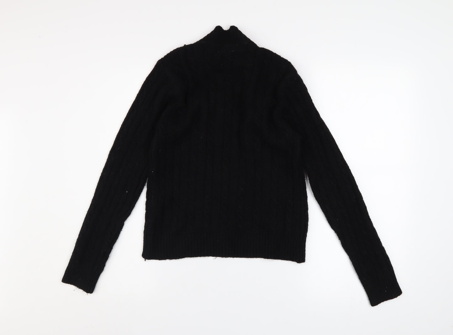 QED London Women's Black High Neck Zip Detail Knit Jumper Size L