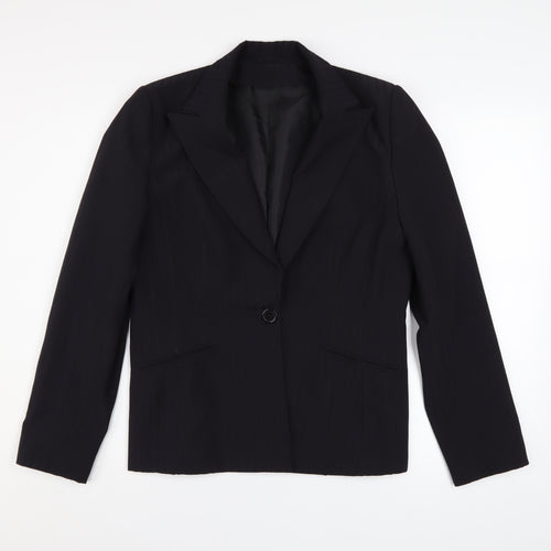 Dorothy Perkins Women's Black Pinstripe Single-Breasted Blazer Size 14