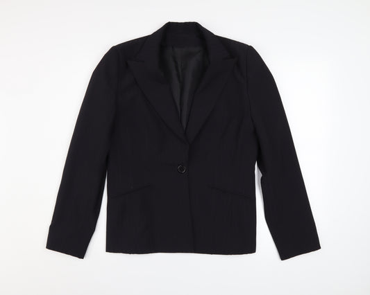 Dorothy Perkins Women's Black Pinstripe Single-Breasted Blazer Size 14