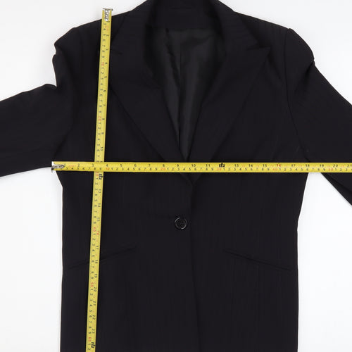 Dorothy Perkins Women's Black Pinstripe Single-Breasted Blazer Size 14