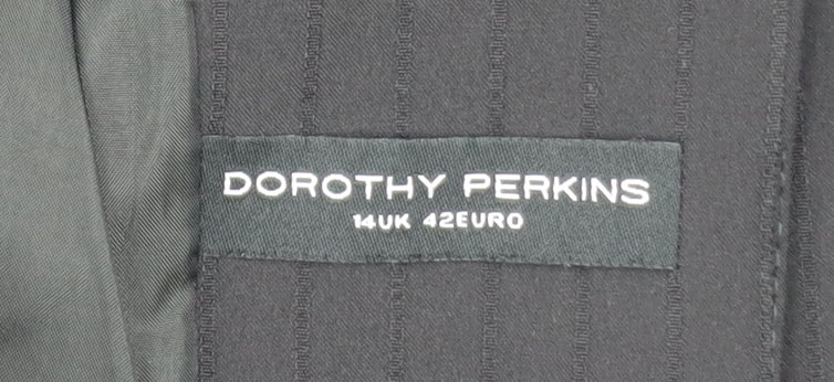 Dorothy Perkins Women's Black Pinstripe Single-Breasted Blazer Size 14