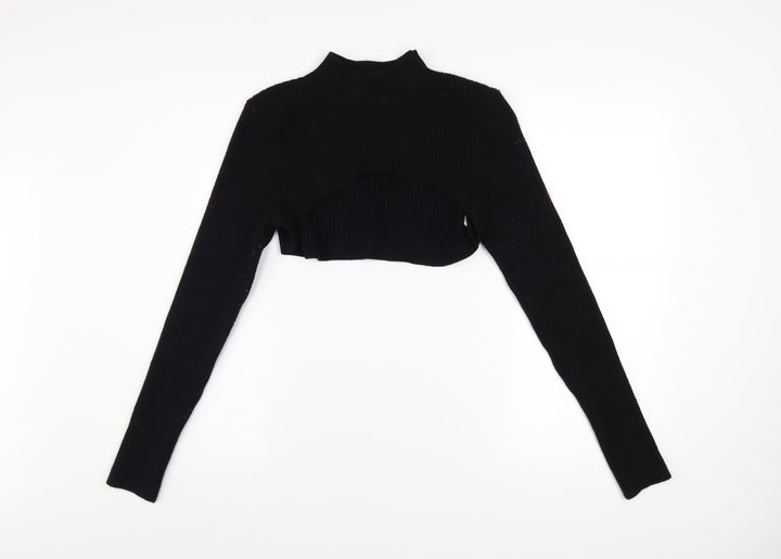 River Island Women’s Black Mock Neck Knit Shrug Jumper Size 12