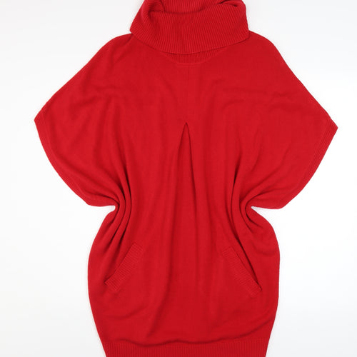 Betty Barclay Women Red Roll Neck Cape Jumper Size 12 Knitwear