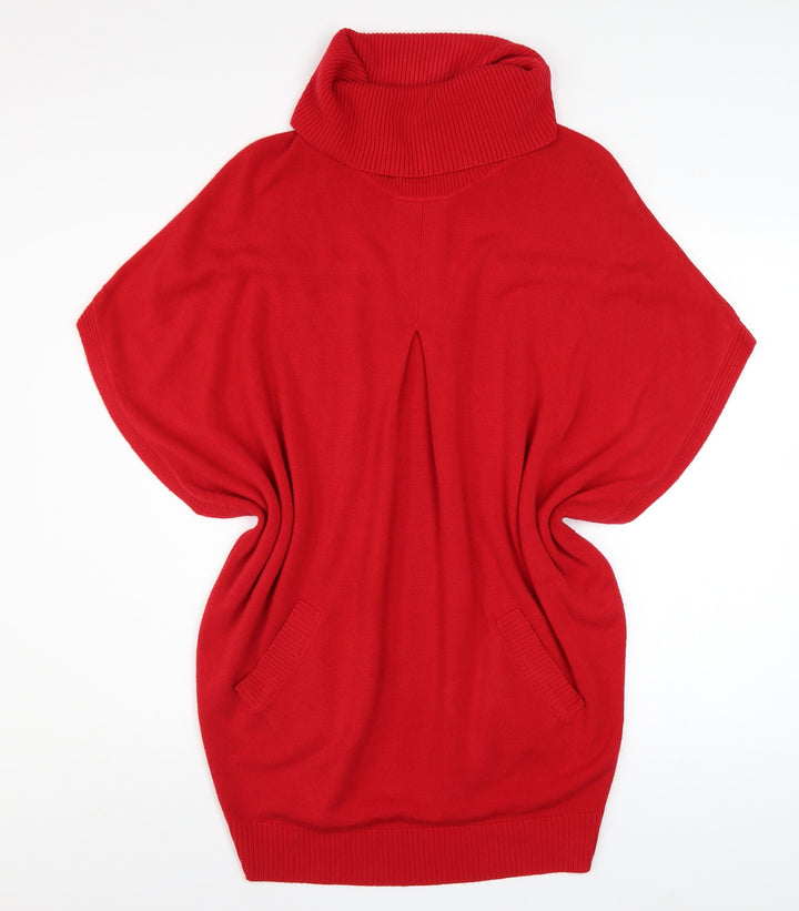 Betty Barclay Women Red Roll Neck Cape Jumper Size 12 Knitwear