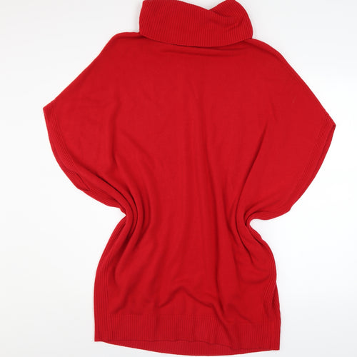 Betty Barclay Women Red Roll Neck Cape Jumper Size 12 Knitwear