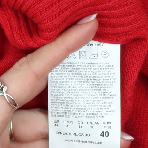 Betty Barclay Women Red Roll Neck Cape Jumper Size 12 Knitwear