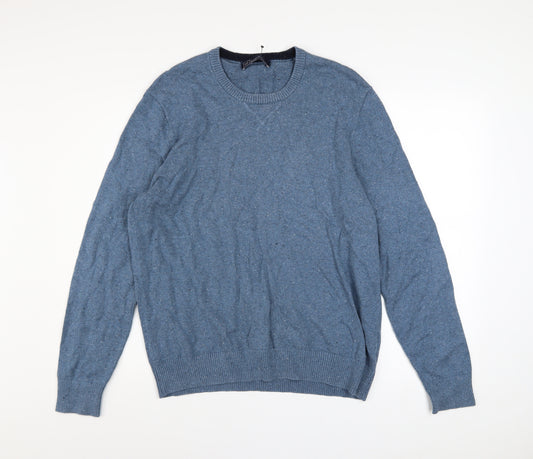 GAP Men's Blue Cotton Cashmere Crew Neck Jumper Size L