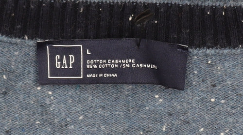 GAP Men's Blue Cotton Cashmere Crew Neck Jumper Size L