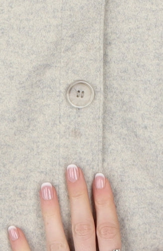 H&M Women Beige Relaxed Fleece Button Jacket Size 12