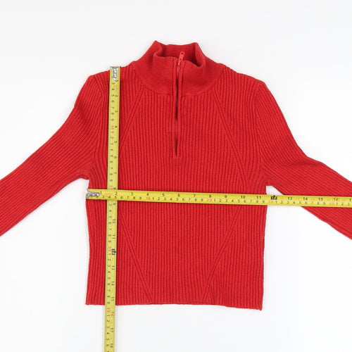 Urban Outfitters Women Red Cropped Knit Long Sleeve Mock Neck Top S
