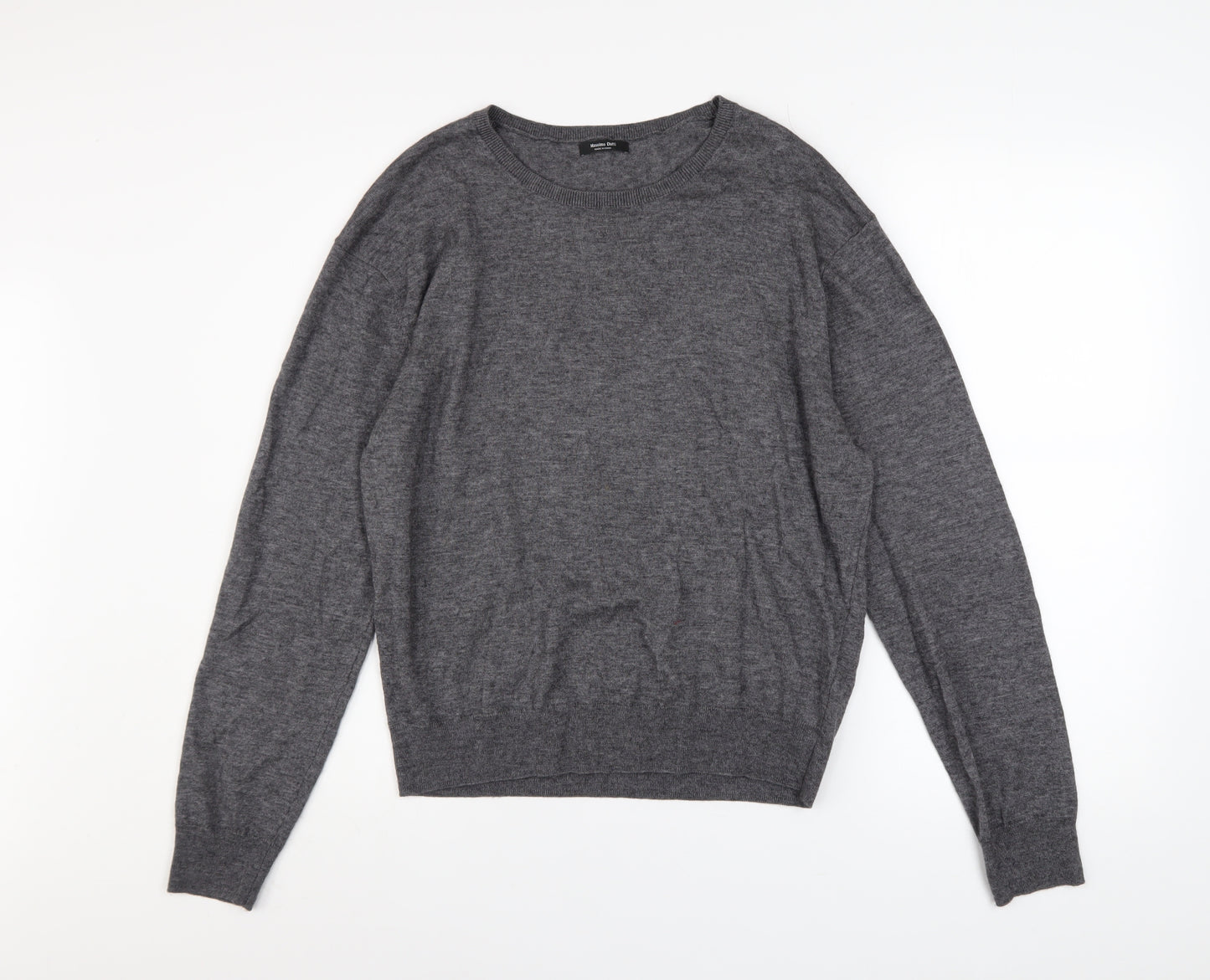 Massimo Dutti Men's Grey Wool Blend Crew Neck Jumper XL