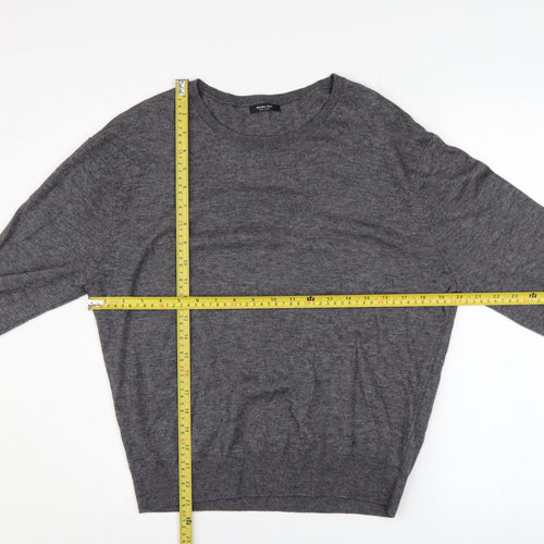 Massimo Dutti Men's Grey Wool Blend Crew Neck Jumper XL