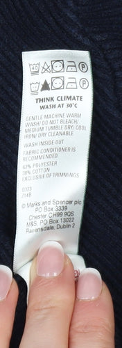 Marks and Spencer Men's Blue Cotton Blend Crew Neck Jumper Size S