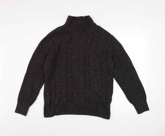 Joe Fresh Men’s Black Cable-Knit Mock Neck Jumper Size M