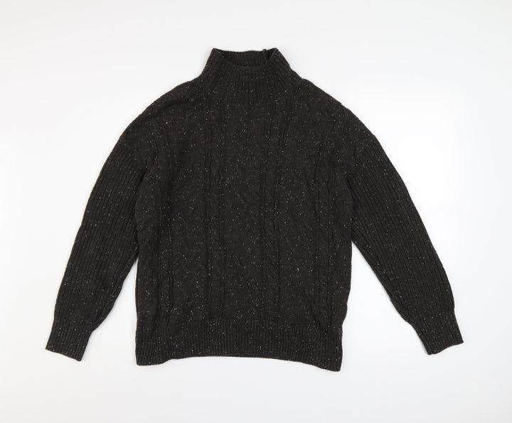 Joe Fresh Men’s Black Cable-Knit Mock Neck Jumper Size M