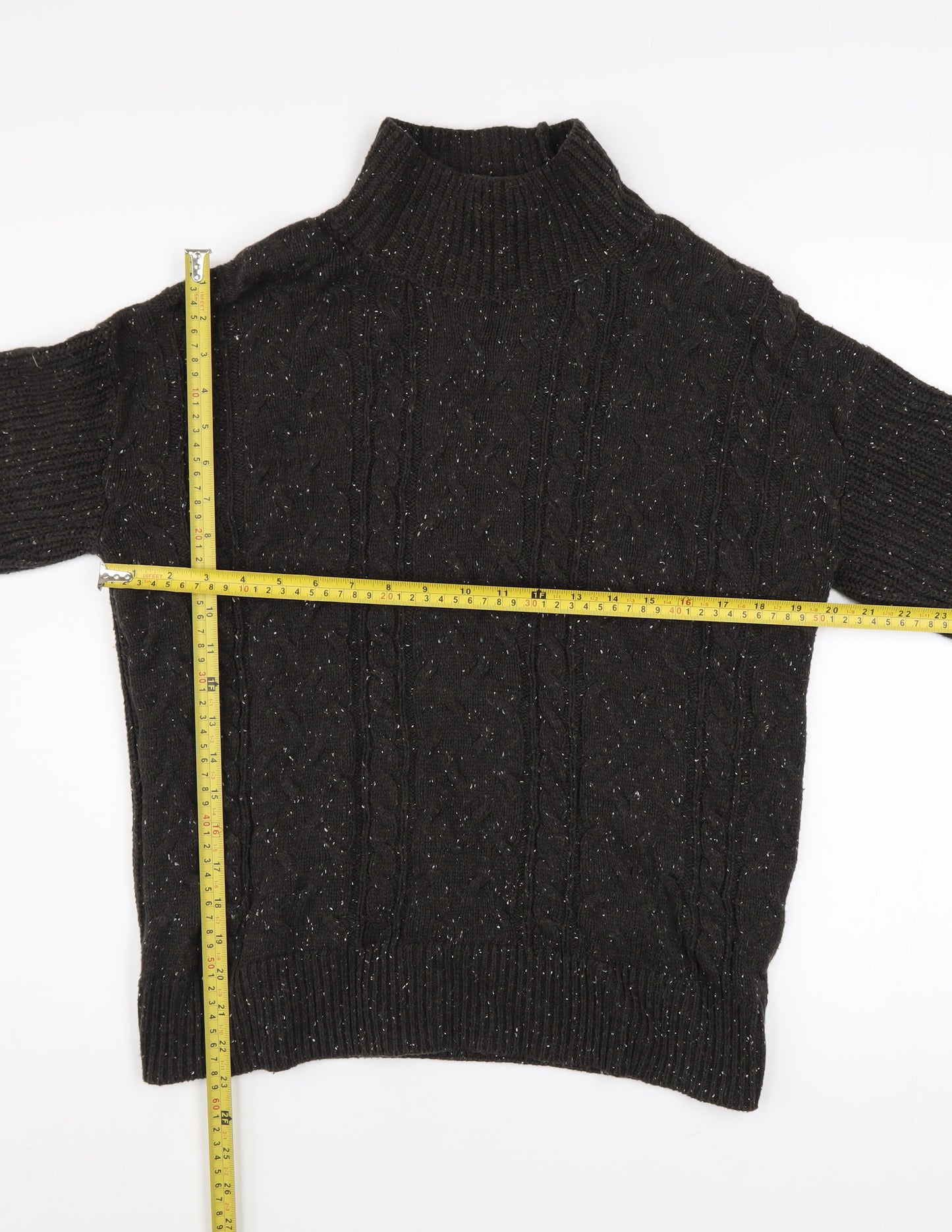 Joe Fresh Men’s Black Cable-Knit Mock Neck Jumper Size M