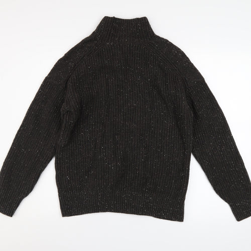 Joe Fresh Men’s Black Cable-Knit Mock Neck Jumper Size M