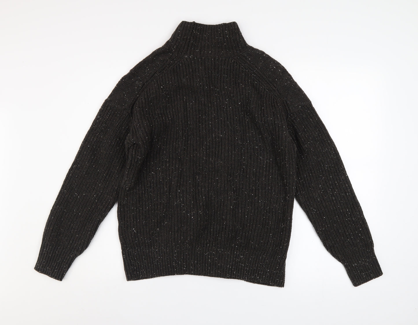 Joe Fresh Men’s Black Cable-Knit Mock Neck Jumper Size M