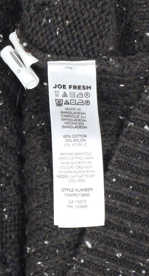 Joe Fresh Men’s Black Cable-Knit Mock Neck Jumper Size M
