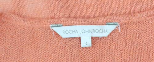 Rocha.John Rocha Women's Orange Mohair Long Sleeve Cardigan Size 12