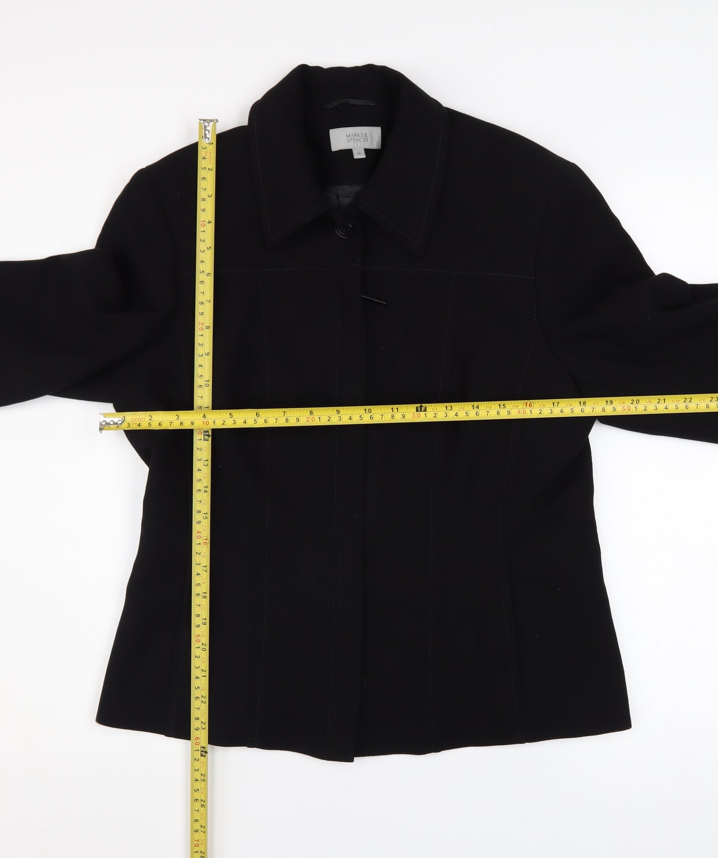 Marks and Spencer Women Black Size 14 Classic Blazer Jacket