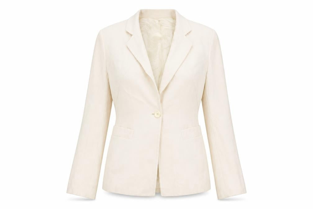 Front view of Episode Women's Ivory Wool Blend Blazer Jacket, size 12