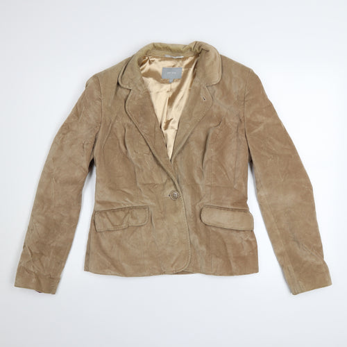 Marks and Spencer Per Una Women Beige Cotton Velvet Blazer Size 12