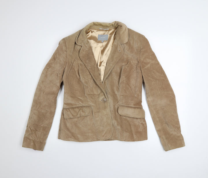 Marks and Spencer Per Una Women Beige Cotton Velvet Blazer Size 12