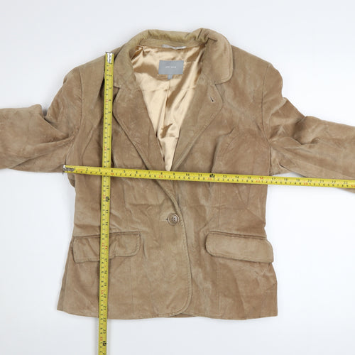 Marks and Spencer Per Una Women Beige Cotton Velvet Blazer Size 12
