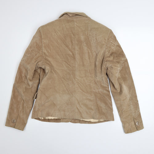 Marks and Spencer Per Una Women Beige Cotton Velvet Blazer Size 12