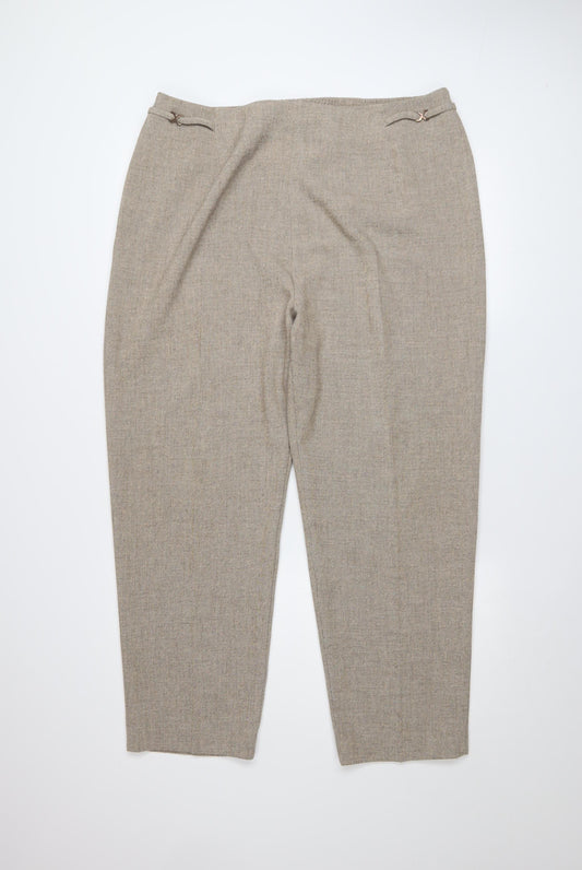 Berkertex Women’s Beige Elastic Waist Straight Leg Trousers Size 18