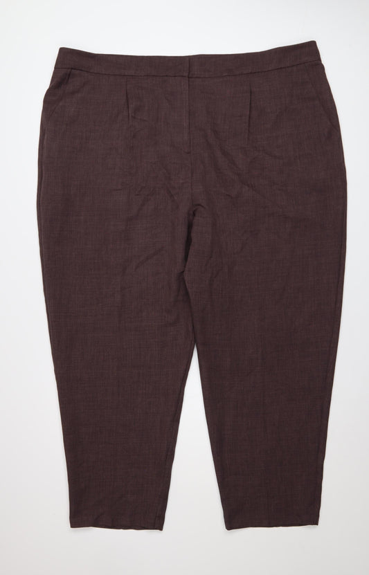 ASOS DESIGN Women Brown Plus Size 24 Tapered Trousers
