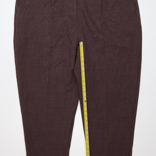 ASOS DESIGN Women Brown Plus Size 24 Tapered Trousers
