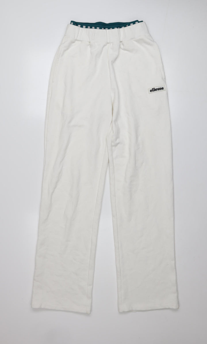 Ellesse Womens White Size 8 Straight Leg Sweatpants Joggers
