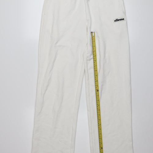 Ellesse Womens White Size 8 Straight Leg Sweatpants Joggers