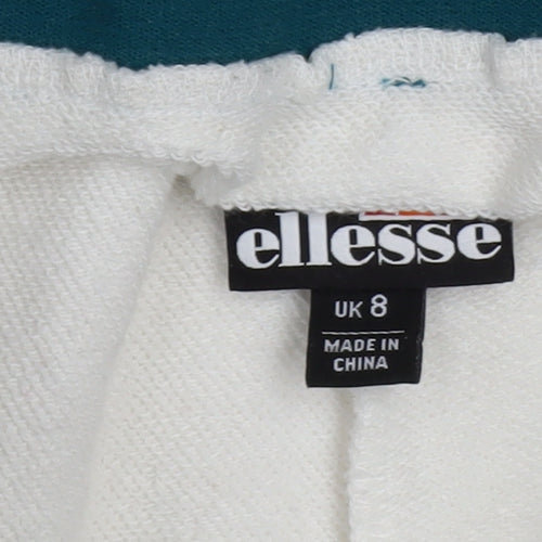 Ellesse Womens White Size 8 Straight Leg Sweatpants Joggers
