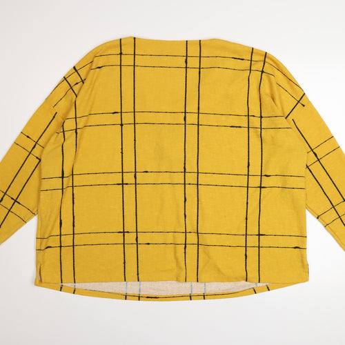 Bonmarché Women’s Yellow Check Zip V-Neck Jumper Size 22