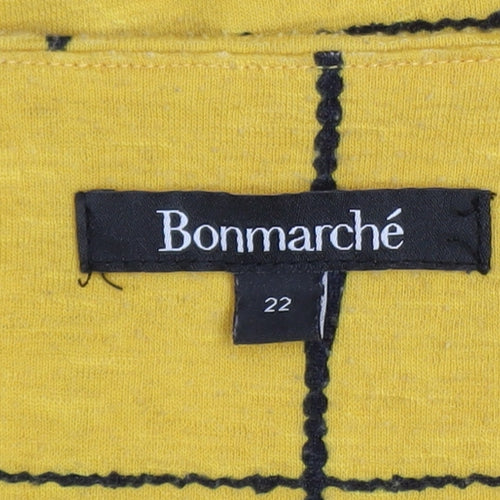 Bonmarché Women’s Yellow Check Zip V-Neck Jumper Size 22