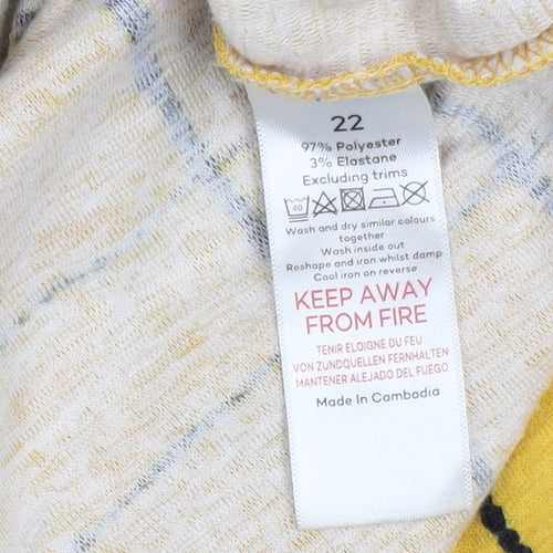 Bonmarché Women’s Yellow Check Zip V-Neck Jumper Size 22