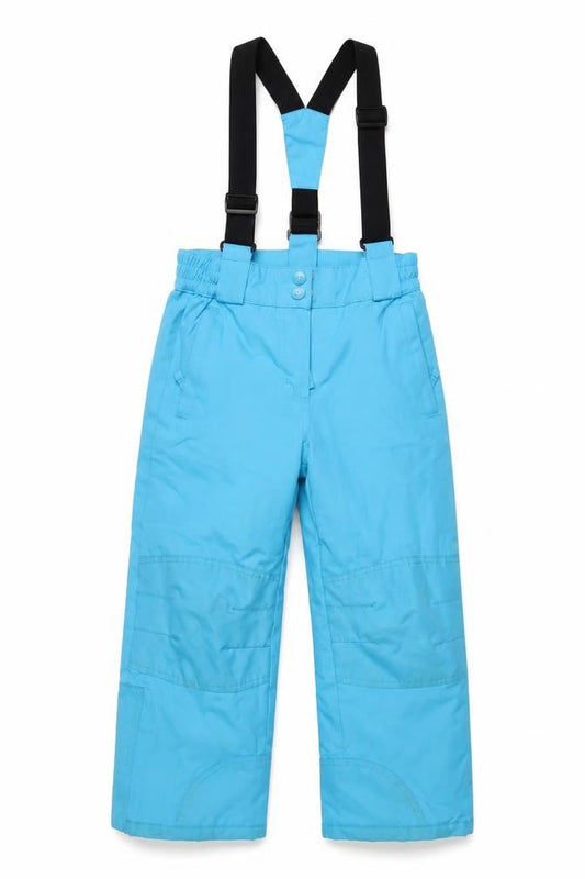 Front view of Mountain Warehouse boys’ blue 5-6 years snow pants waterproof winter trousers