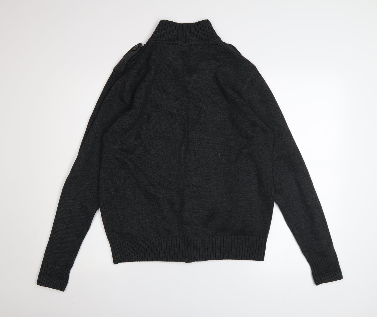 Strength & Honour Men's Black M Cotton Collared Full Zip Cardigan
