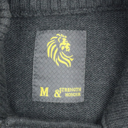 Strength & Honour Men's Black M Cotton Collared Full Zip Cardigan