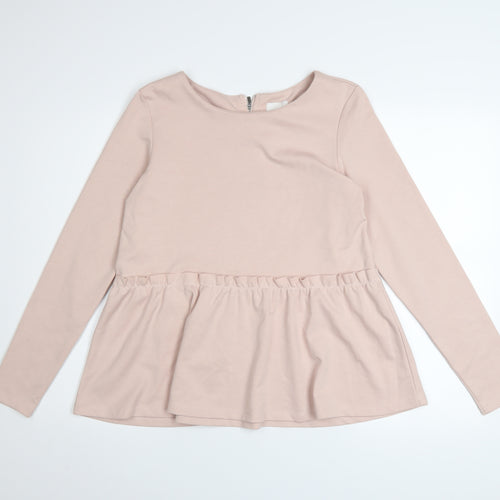 Vila Womens Beige Long Sleeve Peplum Sweatshirt Size M