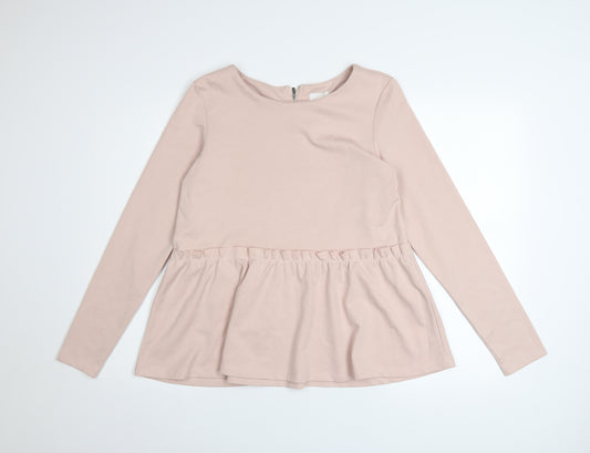 Vila Womens Beige Long Sleeve Peplum Sweatshirt Size M